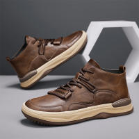 Botas De Cuero Para Hombre Casual Transpirables Antideslizantes Alta Top Non-slip Zapatos De Caminar Comodidad Interior Talla Verdadera - details 4