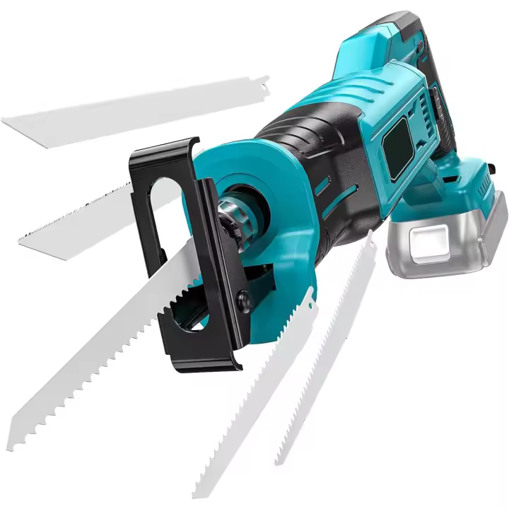 Sierra alternante inalámbrica para corte de madera y Metal, 4 hojas de piezas, batería Makita de 18v, sin batería, DIY para el hogar,Compatible con baterías de litio de la serie 18V B, com - 1