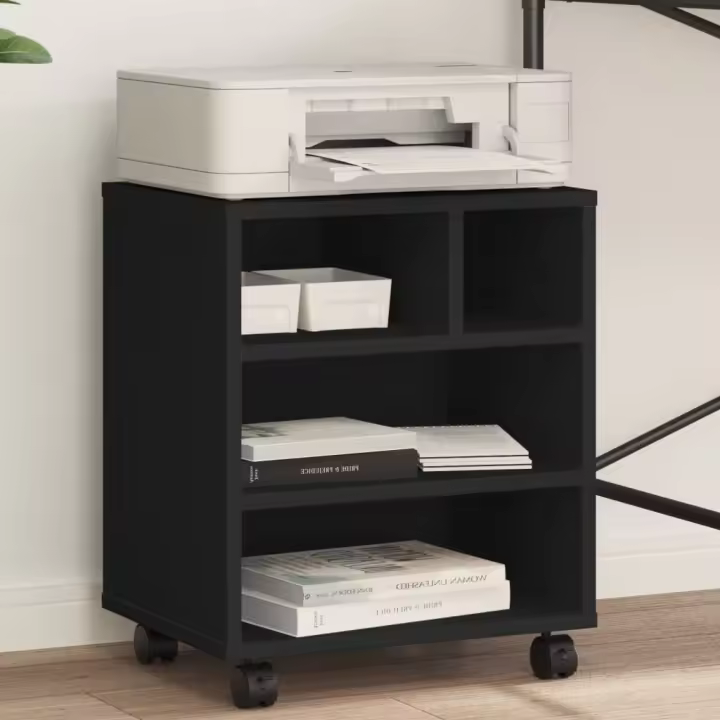 vidaXL Soporte para impresora con ruedas negro 41x32x48 cm - 1