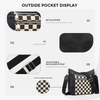 Bolso Cruzado De Cuero Para Mujer Con Correa Ajustable Estilo Elegante Bolso De Hombro Con Patrón De Cuadros Para Uso Diario Y Comunicación - details 0
