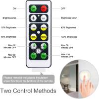 Luz LED Inalámbrica Nocturna, 6PCS, 5 Perlas, Lámpara Blanca Cálida Adhesiva a Batería con 2 Control Remoto, para Vitrina, Armario, Pasillo, Armario, Cocina - details 2