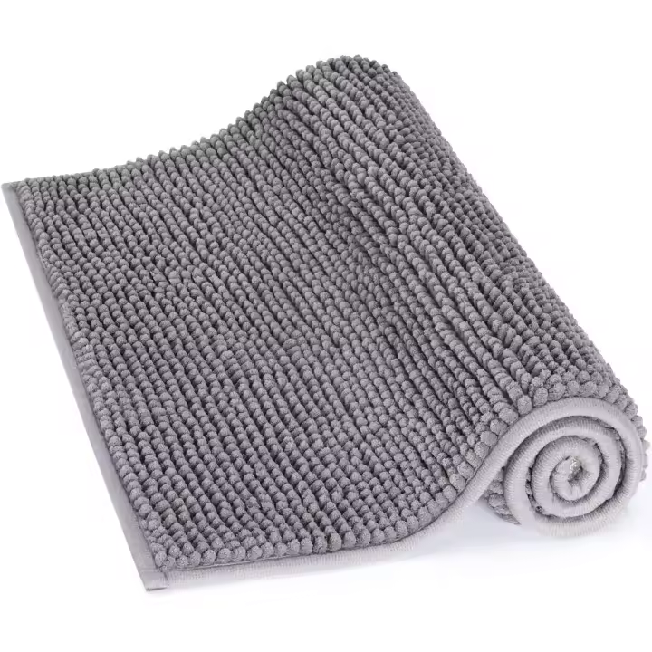 Alfombra de Baño Antideslizante Absorbente Microfibra Chenilla de 80 x 50 cm Para Baño Gris - 1