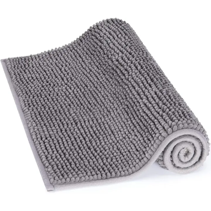 Alfombra de Baño Antideslizante Absorbente Microfibra Chenilla de 80 x 50 cm Para Baño Gris - 1