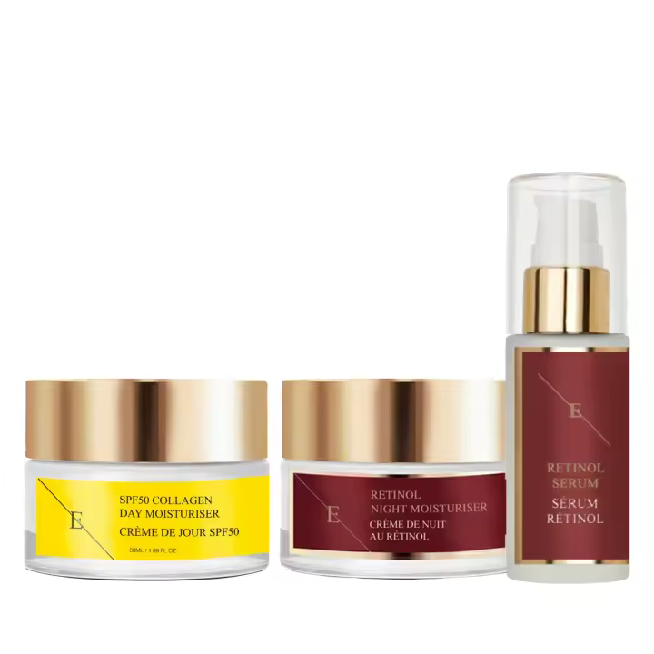 ErthSkin London Suero de retinol 30 ml + Hidratante de noche con retinol 50 ml + Crema de día con colágeno FPS 50 50 ml - 1