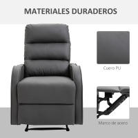 HOMCOM Sillón Relax con Reclinación Manual hasta 160°con Reposapiés Retráctil Esponja de Densidad Tapizado en PU 65x89x100cm - details 6