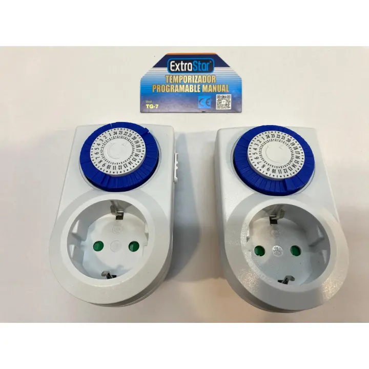 Extrastar - Pack de 2 Enchufes Temporizador Mecánico 24H, Conmutación 15 Min, Interruptor ON/Off, 230V 16A, Blanco - 1