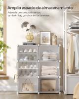 Zapatero Modular de Plástico con 6 Compartimentos y Puertas - Estantería de 30x40x30 cm por Cubo, Marco de Acero, Paneles de Plástico, Color Blanco - details 2