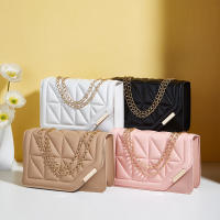 Bolso De Hombro Para Mujer De Lujo Negro En Cuero PU Con Patrón Cuadriculado Y Borla Bolso Bandolera Suave Con Cierre Hasp - details 7
