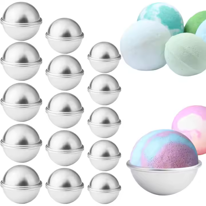 30 moldes para bombas de baño de aleación de aluminio, moldes para jabón con forma de bola, moldes para bombas de baño, molde para pastel de hemisferio de 6,5 cm, 5,5 cm y 4,6 cm. - 1