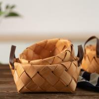 Cesta De Almacenamiento Para Escritorio Hecha De Bambú Tejida a Mano Cesta De Frutas Y Vegetales Con Mango Organizador Decorativo Para Rituales Y Costumbres - details 10