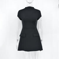 Vestido A-LINE De Moda Para Mujer Elegante Fiesta Verano Manga Corta Negra Mini Vestido Casual Streetwear Clubwear Sexy Slim Para Dama - details 12