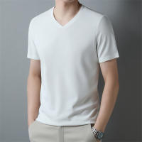 Camiseta Hombre Verano 2024 Cuello V Corta Transpirable Top Casual Polyester Cuidado Manual Talla Única Color Sólido - details 13