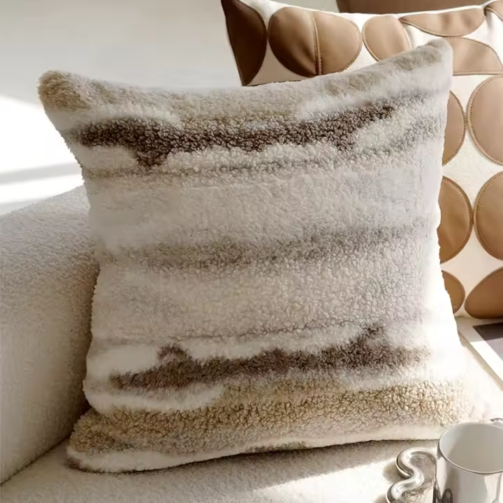 Cojín Moderno Sencillo Para Sofa De Estilo Francés Deluxe Marrón Wabi-Sabi Con Capa De Almohada Impermeable Y Anti-Decubitus Para Hogar Y Viajes - 1