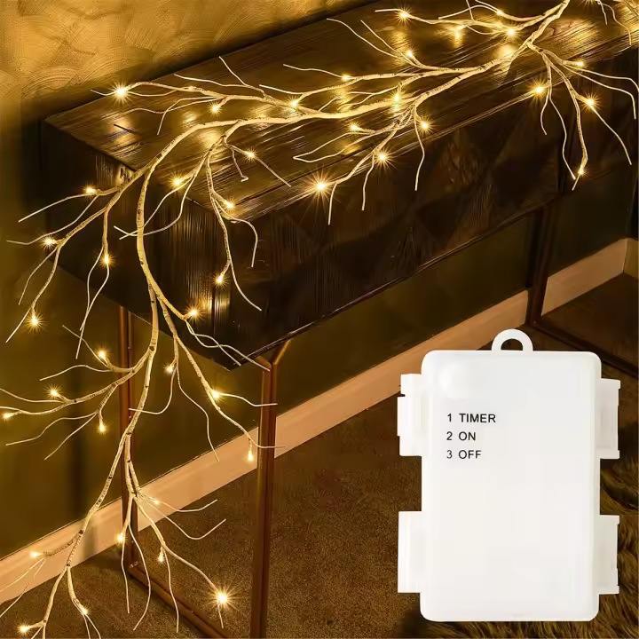 48 LED De Vinagre De Birka Luces De Poder Batería Artificial Ramas De Decoración Para Navidad Chimeneas Mesas Interiores Y Exteriores - 1