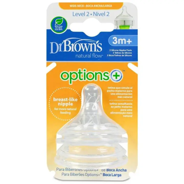 Dr. Brown'S Options+ Tetina Boca Ancha Nivel 2, 2 Uds - 1