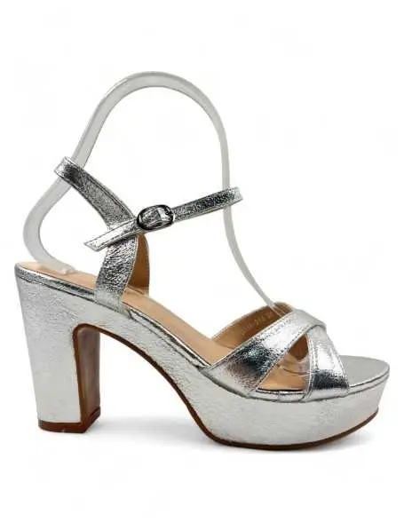 TIMBOS Sandalia Tacón Plataforma Fiesta Mujer Plata 8cm Alto - 1