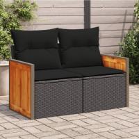 vidaXL Sofá de jardín con cojines de 2 plazas ratán sintético beige en color Beige y blanco/Gris/Negro y blanco y más | acolchados duraderos para sofás de jardín terraza exterior - details 4