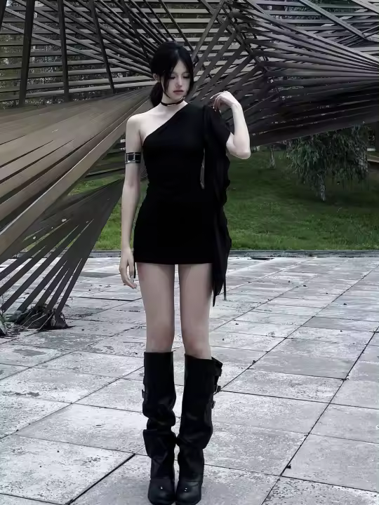 Vestido De Moda Veraniego Para Mujer Sin Mangas Color Sólido Con Corte De Cintura Ajustado Y Abertura En La Cadera Estilo Sexy Y Club - 1