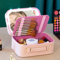 Estuche De Maquillaje Con Espejo Y Luz LED Portátil Y Resistente Al Agua De Cuero PU Ajustable Y De Gran Capacidad Para Viajes - details 0