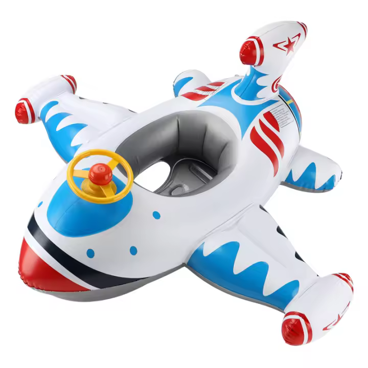 Anillo de natación para bebé Swimbobo, asiento para niños, volante grueso, bocina, forma de avión, dibujos animados, barco para niños. - 1