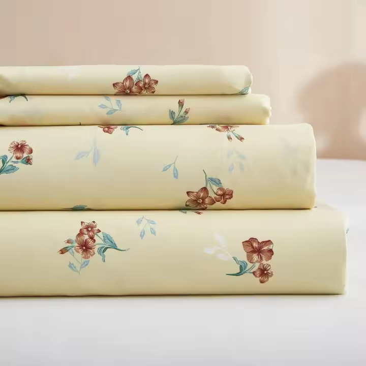 Juego de sábanas tamaño Queen con diseño floral Bohemio de 4 piezas, sábanas tamaño Queen with Bolso extra profundo en Colon Amarillo, sábanas Planas suaves, sábanas refrescantes Super suaves with sábana ajustable, juego de Cama floral de Ajuste - 1