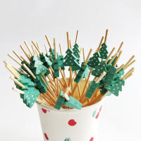 100Pcs Palillos De Bambú Desechables Para Navidad En Forma De Santa Y Payaso De Nieve Fork De Taza De Buffet Palillos Para Fiesta De Navidad Decoración De Fiesta - details 8