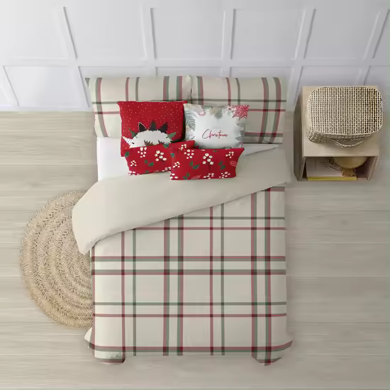 BL BELUM  Funda nórdica terciopelo con botones Cuadros Navidad - Funda Nórdica Extrasuave - Funda Nórdica 100% Made in Spain - 1
