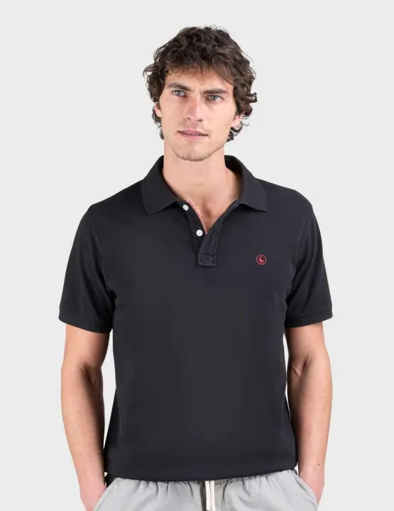 El Ganso Piqué Gartment Dyed polo negro para hombre - 1