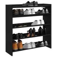 vidaXL Mueble zapatero madera contrachapada 80x25x81 cm en color Blanco/Marrón roble/Roble Sonoma y más | almacenamiento funcional diseño moderno para baño dormitorio sala - details 5