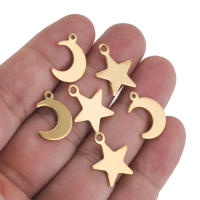 20pcs Encantos Pequeños De Estrella Y Luna En Acero Inoxidable Para Colgantes Y Conectores De Joyería DIY Y Artesanía - details 0