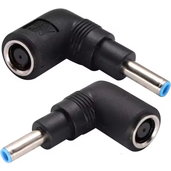 Adaptador de corriente de 90 grados para computadora, CC de 7,4 mm x 5,0 mm hembra a 4,5 mm x 3,0 mm macho, reemplazo para portátil (paquete de 2) - 1