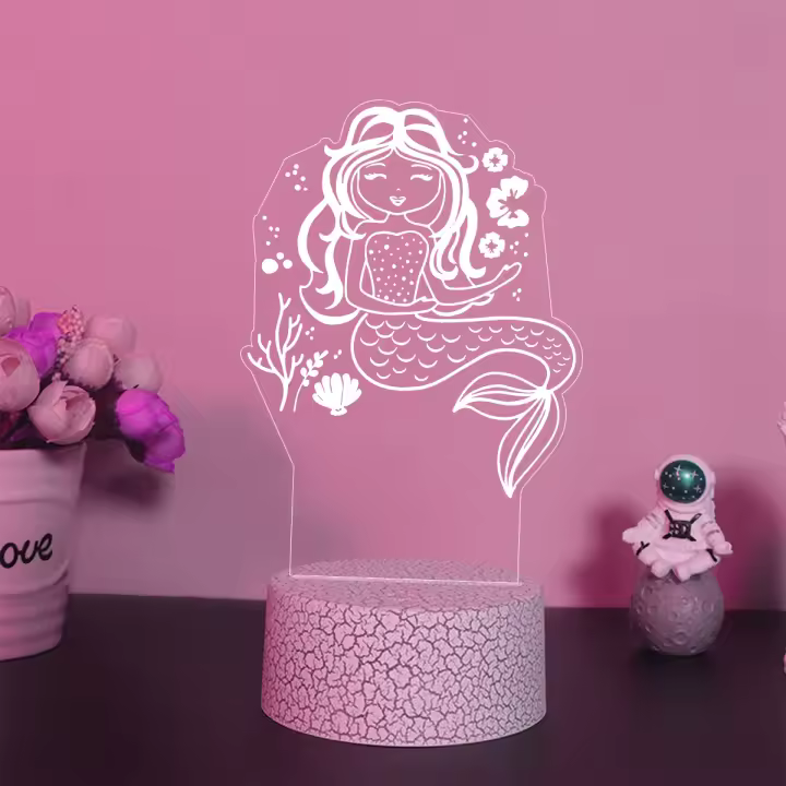 Lámpara De Noche LED 3D Mermaid Fashion Para Niños Decoración De Habitación Avatar Regalo Con Luz De Manaje Forma DIY Incluye Bombillas - 1