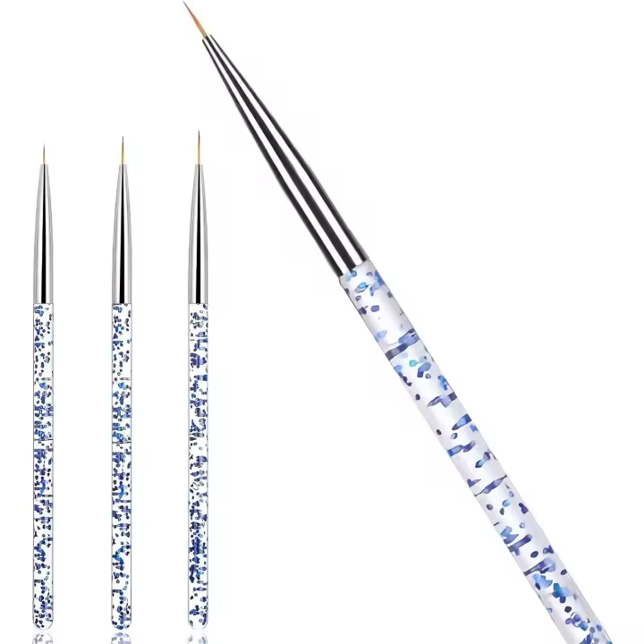 Juego de 3 Pinceles Para Decoración de uñas,Cepillo Uñas Para Pintura Brochas,Nail Art Pintura Dibujo Línea Herramienta,de Detalle de Uñas Para Dibujando Patrones de Linea Pincel - 1