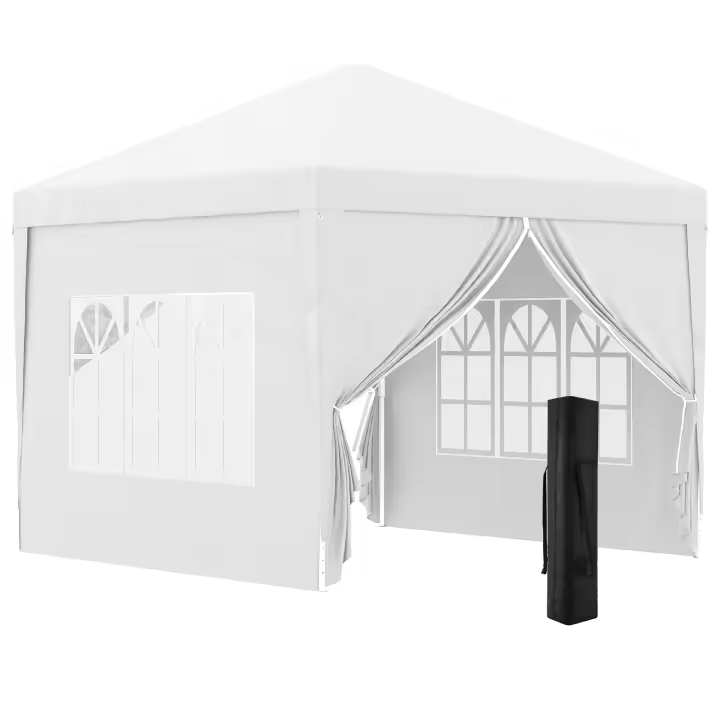 Outsunny Carpa Plegable con 4 Paredes Desmontables 3x3 m Cenador de Jardín Gazebo Impermeable Protección UV y Bolsa de Transporte Pabellón para Recepción Eventos Camping Cerveza - 1