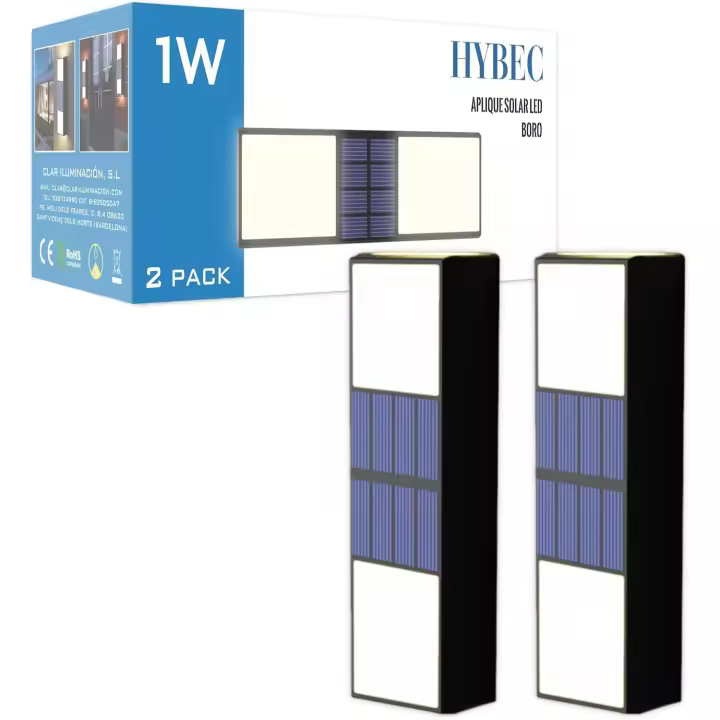HYBEC - Aplique Solar Exterior Pared, Luz Solar Exterior Jardin, Luces Solares LED Exterior Jardin Pared, Luz Solar Exterior, Luces Solares Exterior, LED Solar Exterior, Solar Lights Outdoor - 1