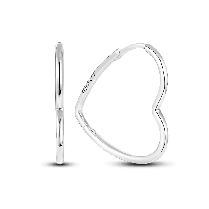 Pendientes de aro de Plata de Ley 925 para mujer, aretes asimétricos de corazón, regalos de joyería - 1