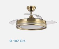 FABRILAMP PREMIUM Ventilador Dc Cerrato CUERO 72w 3aspas Desplegables 107d 7200lm 6vel 3000k,4500k,6000k, Remoto+temporizador+memoria Incluye mando a distancia y dos tijas de 10 y 25 centímetro Productos originales calidad de confianza - details 1