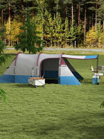Tienda de Campaña Familiar para 2-3 Personas Tienda de Camping Plegable con 2 Habitaciones y Bolsa de Transporte Impermeable para Senderismo 420x200x150 cm Multicolor - details 1