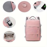 Mochila de viaje de gran capacidad para mujer, bolso de día informal, impermeable, antirrobo, con correa de equipaje y puerto de carga USB - details 5