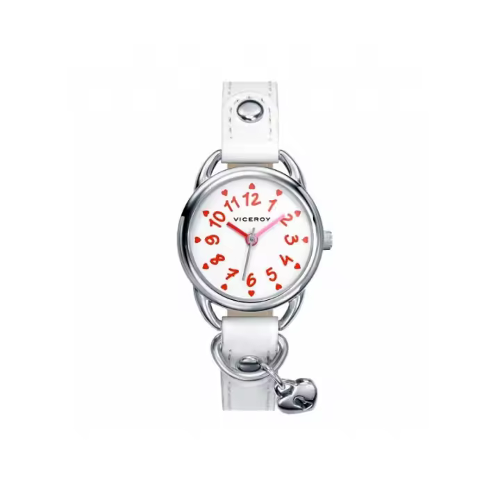 Reloj Viceroy Niña 40812-04 | Acero Inoxidable | Colgante Corazón | Esfera Blanca | Agujas Rosa | Correa Blanca - 1