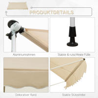 Toldo de Brazo plegable 300x150cm Toldo con Caliper regulable en Altura Sombrilla de Brazo plegable con manivela Alu Beige Balcón - details 3