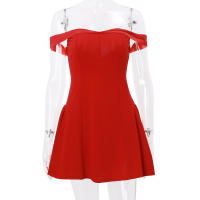 Vestido Mini Sin Mangas De Hombro Descubierto Espalda Descubierta Cierre De Cremallera Elegante Y Moderno Para Fiesta De Otoño Vestido Bodycon Para Mujer - details 16