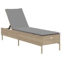 vidaXL Tumbona con cojín ratán sintético Negro, Marrón, Gris Sillas de Exterior Ideal para jardín, playa, piscina, terraza Tumbona Piscina Tumbonas Playa Tumbonas Jardín Exterior - details 2