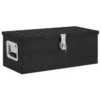 vidaXL Caja de Almacenaje de Aluminio Exterior Patio Tapa Aparador Color Negro,  Plateado, y mas - details 0