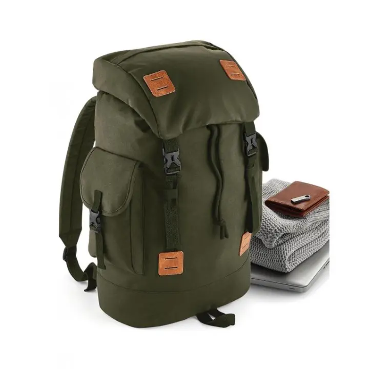 Mochila BagBase retro urban Explorer para Hombre y mujer. 32 x 49 x 17 cm. 27 L. Correas ajustables y acolchadas. Asa de mano. Panel trasero acolchado. Bolsillo con cremallera, bolsillos laterales y bolsillo interior Ideal para ciudad, oficina, viaje - 1