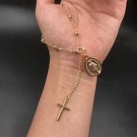 Pulsera De Moda Cristiana Con Cruz Y Cuentas Ajustable Para Mujer Cadena De Mano Joyería Elegante En Aleación De Zinc - details 2