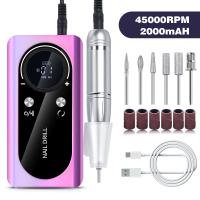 Taladro de uñas eléctrico de 45000 rpm, Lima portátil recargable de uñas, Kit de taladro eléctrico de uñas with Pantalla LCD inteligente para manicura de uñas de gel, pedicura, Cuerpo reflectante, etc. - details 1