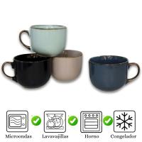 Set de 4 Tazones de Cerámica de 500 ml con Diseño Elegante y Tacto Suave - Ideal para Café, Té y Bebidas Calientes | Juego de Tazas Resistente y Aptas para Microondas y Lavavajillas - No Pierden Color - details 0