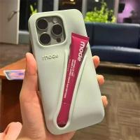 Funda De Teléfono INS Nueva Para iPhone Con Portador De Labial Y Silicone De Color Rhode Compatible Con Series 16 15 14 13 12 11 pro Max plus - details 7