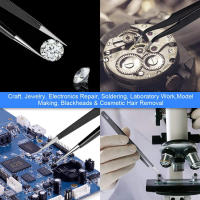 Set De 6 Pinzas De Precisión ESD Antiestática De Acero Inoxidable Herramientas De Reparación Para Electrónica Soldering Y Artesanía - details 13